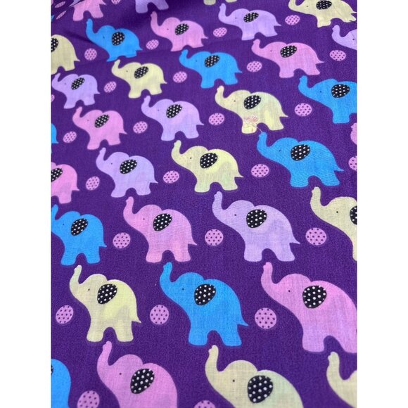 Purple Cotton Fabric Colorful Polka Dot Elephants Dots 21" x 44" Craft Sewing Ma - Picture 1 of 10